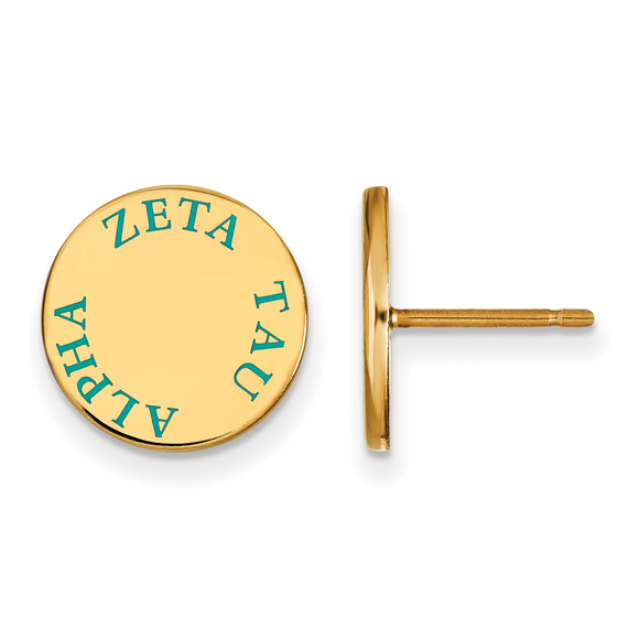 Sterling Gold-plated Zeta Tau Alpha Sorority Text Color Enamel Post Earrings - Picture 1 of 2